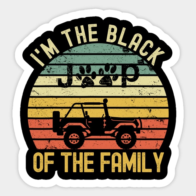 Vintage Jeep I'm The Black Jeep Of The Family Jeep Dog Paws Jeep Lover Dog Lover Sticker by Oska Like